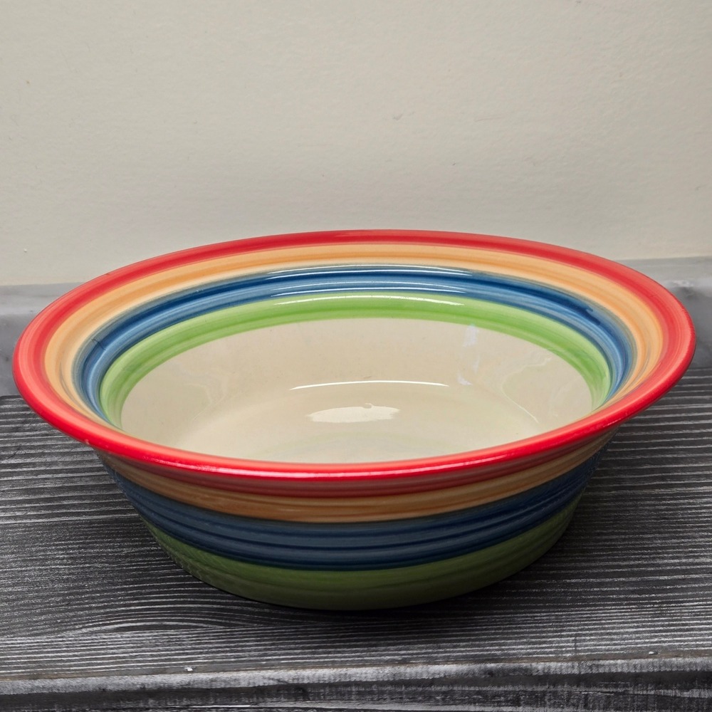 VTG. Gibson Designs Stylish Living Rainbow Stripes Hand Painted Soup/Cereal Bowl